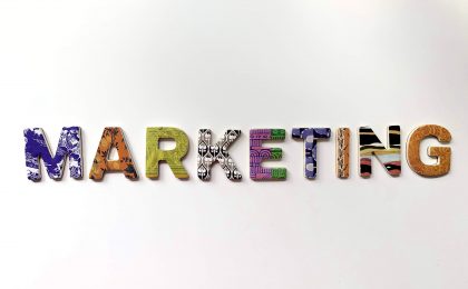 multicolored marketing freestanding letter